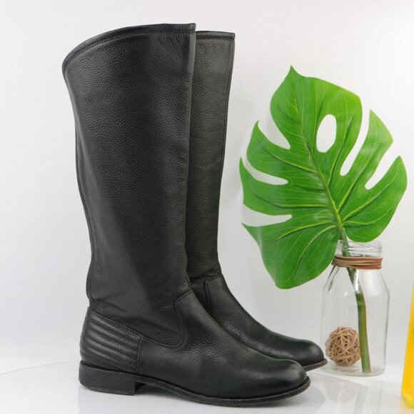 Splendid Womens Oakville Riding Boot Size 8 Tall Black Leather Pull On Elastic - Picture 3 of 12